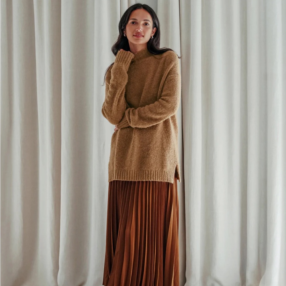 Jenni Kayne Alpaca‎ Mockneck Pullover Sweater Oversized Size XS